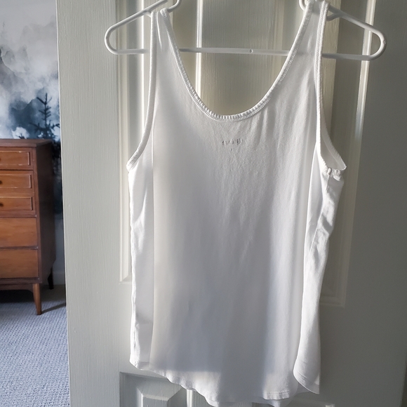 .. Quince Cotton Modal Double Scoop Neck Tank, White (S) - Picture 6 of 8
